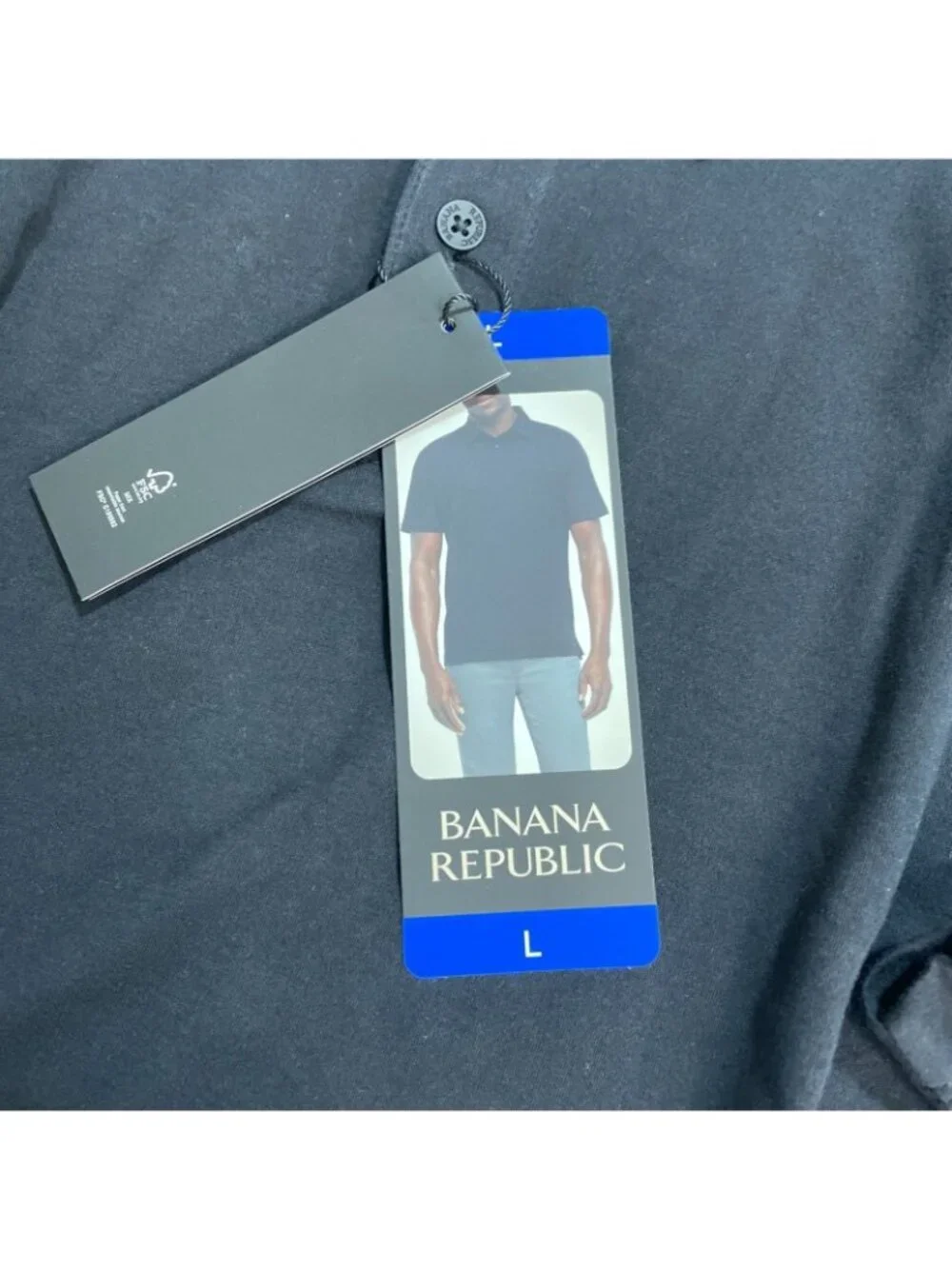 NWT Banana Republic Men's L Black Polo Shirt Cotton Short Sleeve Classic Fit